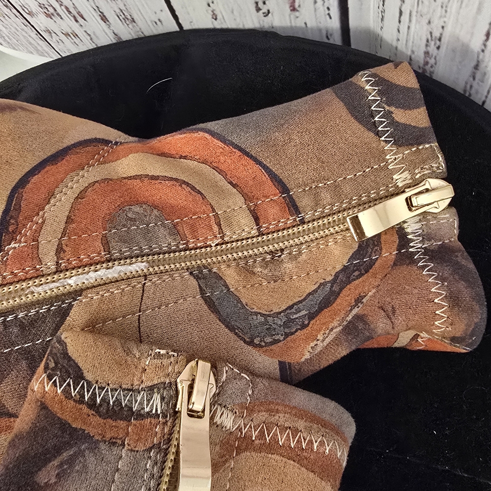 Abstract Patterned Brown Ankle Boots - image 5